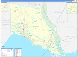St. TammanyParish (County), LA Wall Map Zip Code Basic Style 2023
